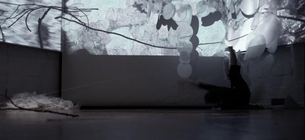 Installation view of performance with dancer Mairead Vaughan, Firkin Crane, 2014